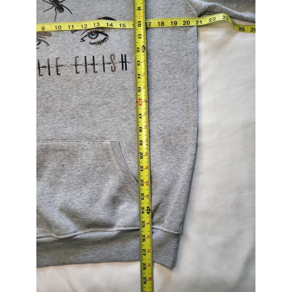 Unisex Billie Eilish Graphic Hoodie Gray Spider Eyes Barbed Wire Mens Large - Picture 5 of 6